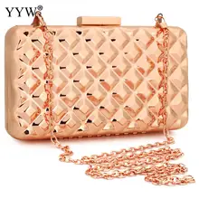 Розовое золото женские сплава металлический клатч для выпускного, коктейльной вечеринки цепи клатч, сумка для выхода для Свадебная вечеринка роскошное праздничное клатч Sac