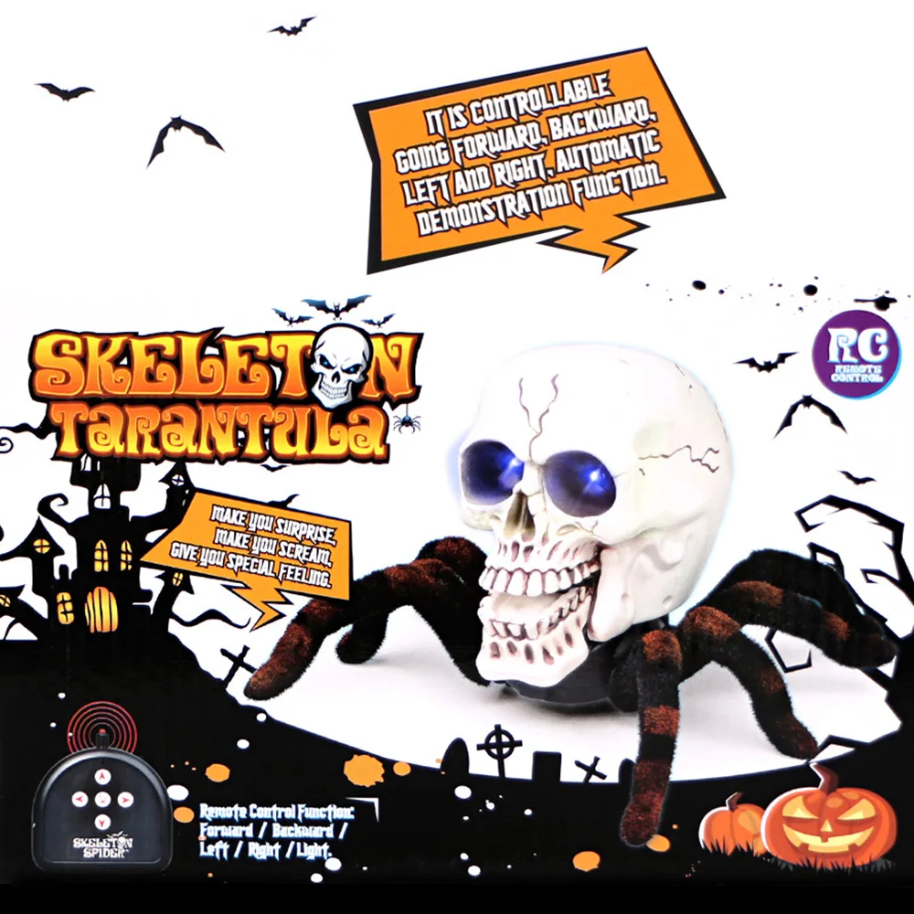 

Gags & Practical Jokes Halloween kids toys Realistic Remote Control Skeleton Spider Terrifying Toy trick-playing party light