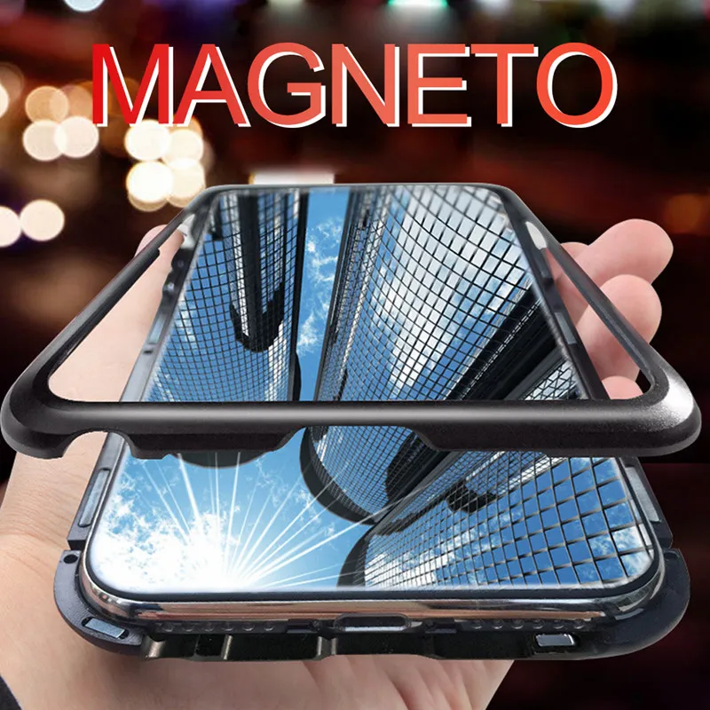 

360 Magnetic Adsorption Flip Cover For OPPO Realme 5 3 Phone Cases Clear Tempered Glass Magnet Case For OPPO Realme5 Realme 5