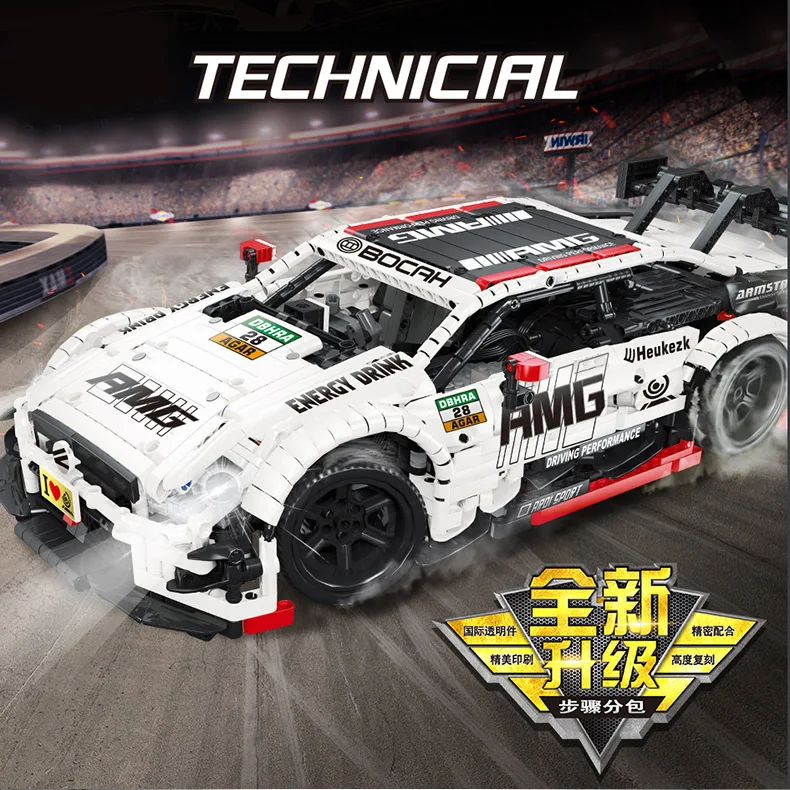 Technic автомобильные игрушки с пультом дистанционного управления Benzs MOC 6687, комплект модели, строительные блоки, кирпичи, совместимые с AMG C63, игрушки для детей, подарок