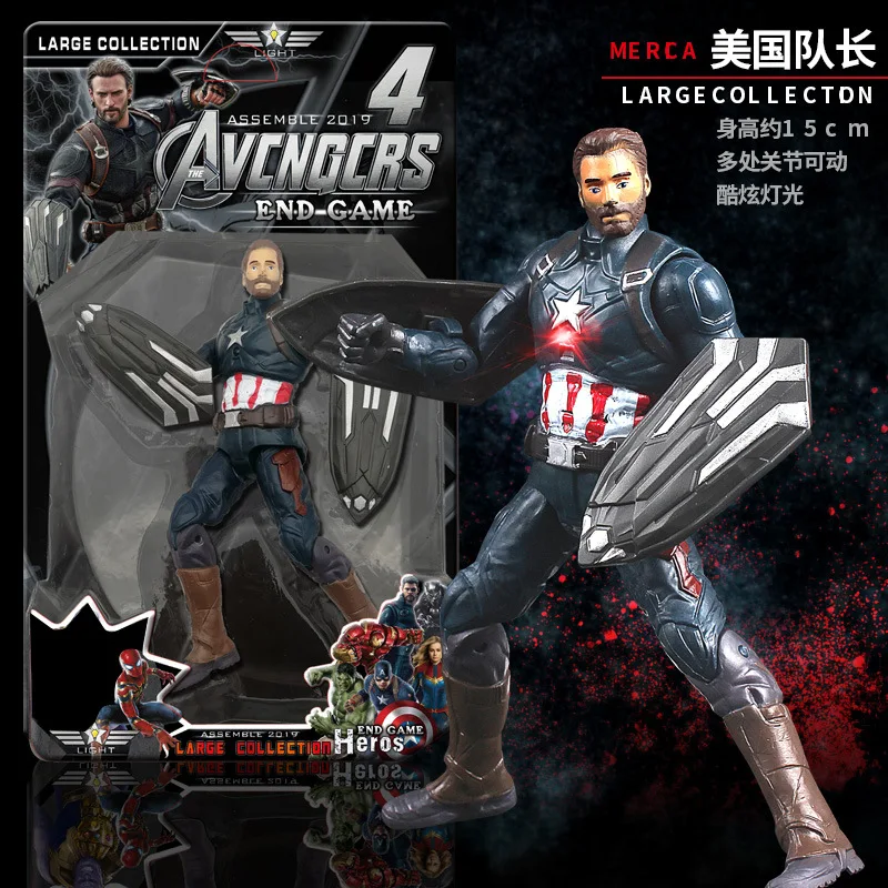 Новые с принтами "Marvel", "Мстители", 4 завершающей аниме с супергероями Капитан Америка, Железный человек, «Халк», «Тор», «супергерой фигурку - Цвет: Captain1 NO BOX
