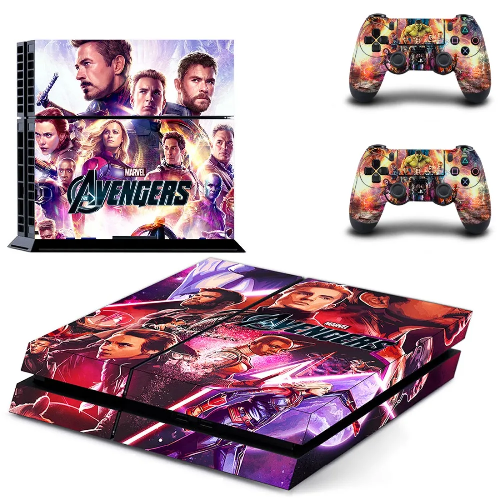 Мстители эндигра полное покрытие лицевые панели наклейка для PS4 Наклейка для playstation 4 консоль и контроллеры наклейка для PS4 виниловая наклейка