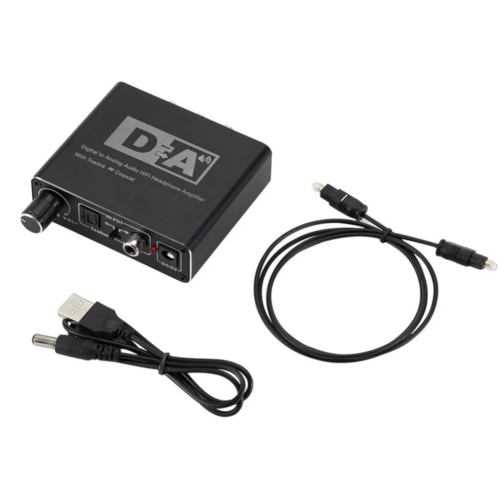 192KHz Digital to Analog Converter 3 5 Jack RCA DAC Spdif Amplifier Decoder Optical Fiber Coaxial For Headphone With Volume Knob