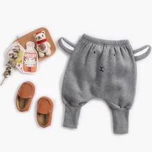 Осень-зима для младенцев Одежда для маленьких мальчиков и девочек из хлопка; детский штанов симпатичный мультяшный в виде животных удобные, однотонного цвета, новинка, штаны-шаровары PP брюки