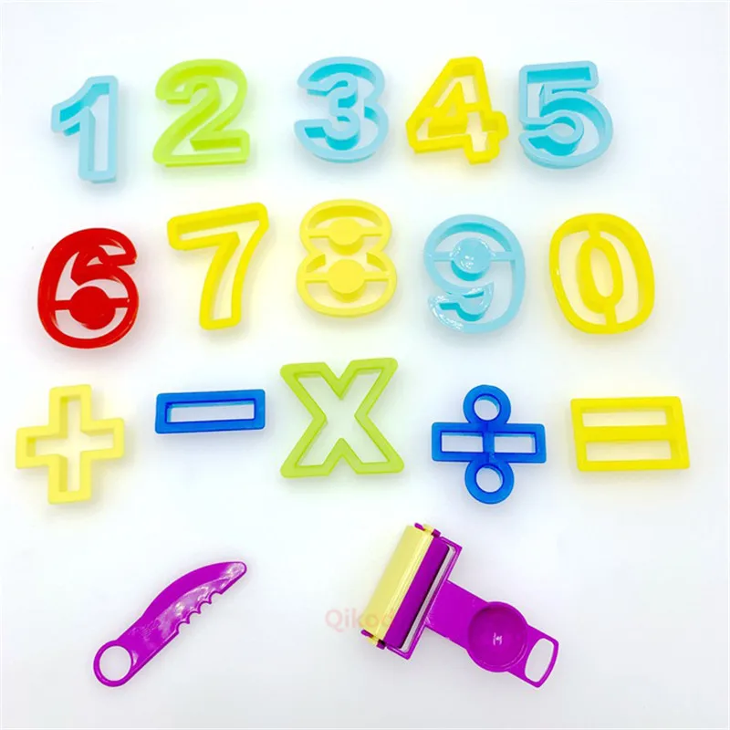 17 шт. пластилин набор инструментов DIY Slime обучающая детская игрушка цифровой символ мягкая глина Пластилин поставки игрушки для детей