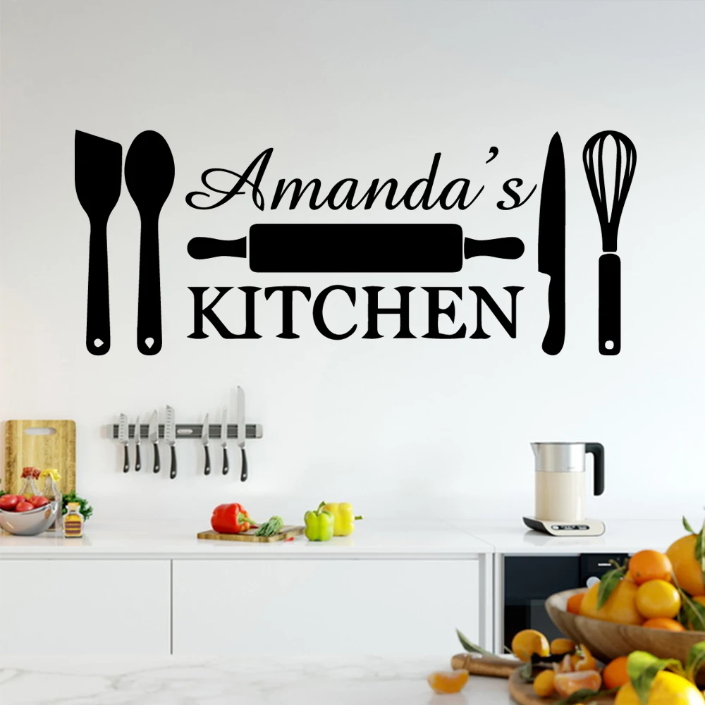 Creative Custom Name Kitchen Vinyl Art Wall Stickers For Home Decoration Decal Sticker Mural Wallpaper Decor | Дом и сад