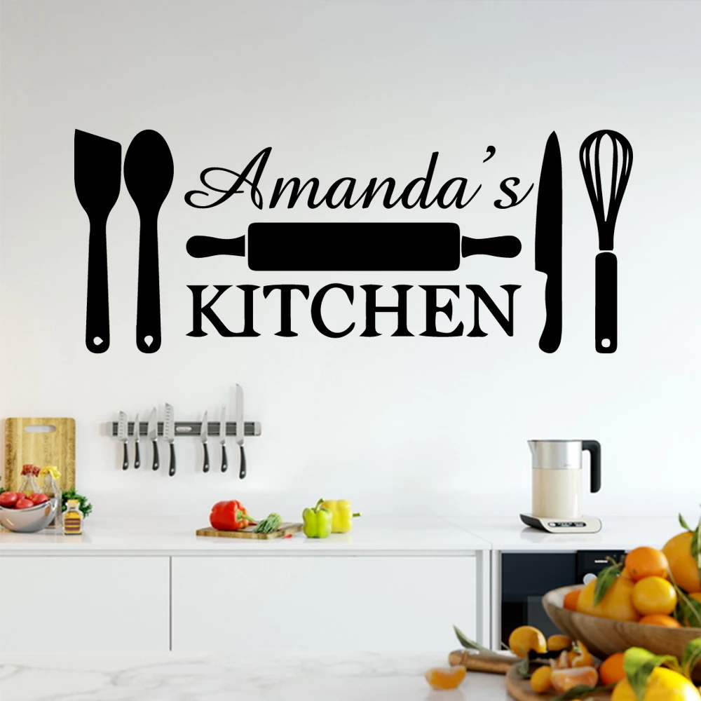 Creative Custom Name Kitchen Vinyl Art Wall Stickers  For Kitchen Home Decoration Wall Art Decal Sticker Mural Wallpaper Decor