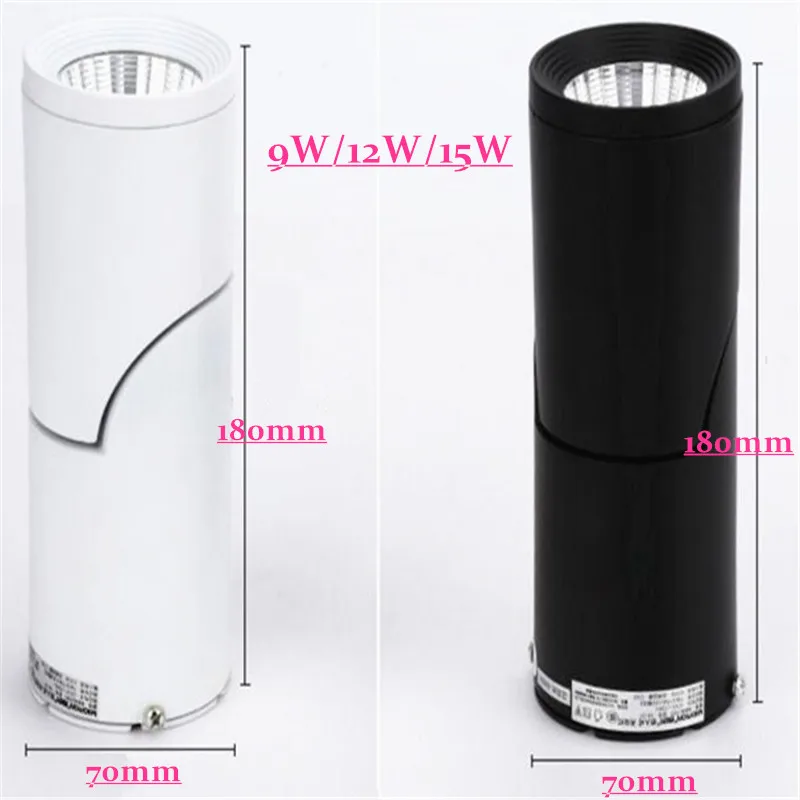 Диммируемый вращающийся светодиодный светильник 9W12W15W COB светодиодный точечные потолочные светильники AC110V-220V светодиодный Теплый Холодный белый Внутреннее освещение
