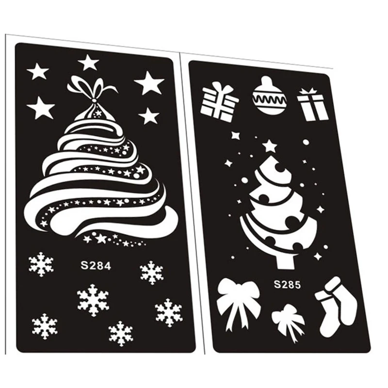 6 Adet Takim Glitter Dovme Sablonlar Sablon Bebek Noel Icin Noel Boyama Kar Noel Baba Cocuk Dovme Gecici Sablonlari Tattoo Stencils Aliexpress