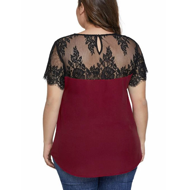Летняя футболка большого размера 5XL 6XL 7XL 8XL 9XL с короткими рукавами женская кружевная модная футболка с круглым вырезом и короткими рукавами, обхват груди 140 см