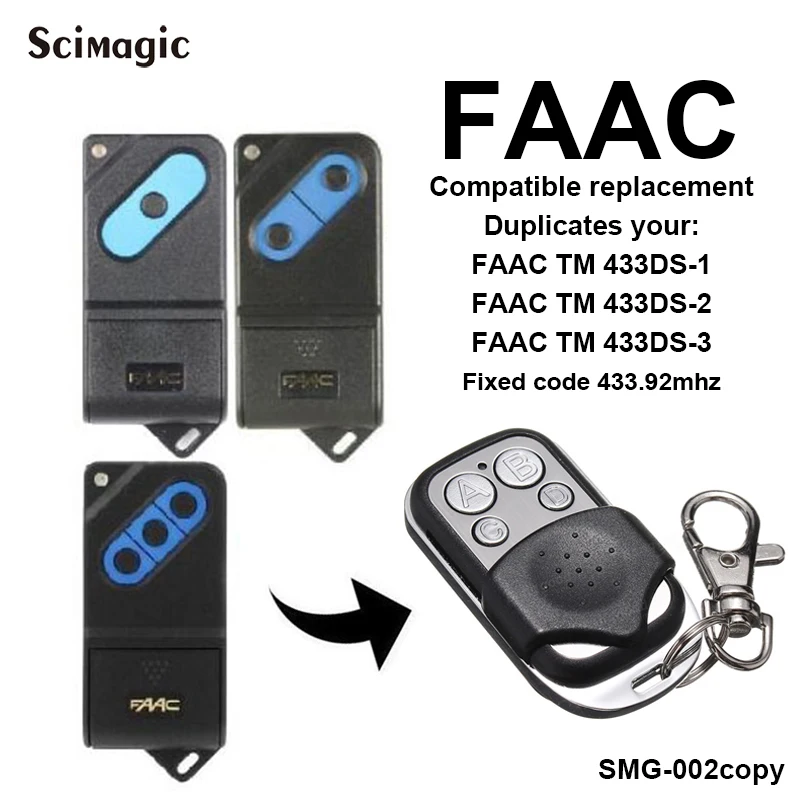 

FAAC Gate Controller remote control garage door opener transmitter 433.92mhz universal fixed code remotes key chain for barrier