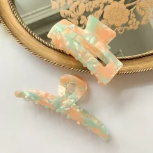 

Korean French Acetic Acid Cross Grab INS Temperament Elegant Hair Grab Back Head Clip Headwear Green Series Hair Accessories