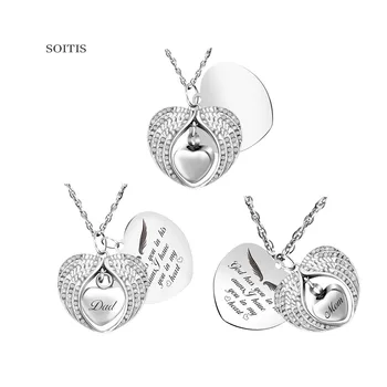

Cremation Jewelry for Memory Dad&Mom Custom Keepsake Engraved Name Date Urn Necklace Double Heart Necklace DIY Ashes Pendant