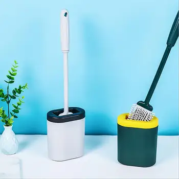 

Silicone Toilet Brush Set No Dead Ends Toilet Artifact Brush Creative Soft Long Handle Simple With Cover Cracked Household