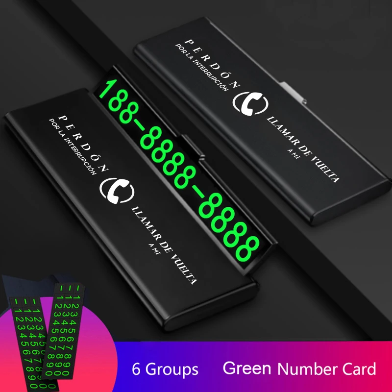 magnetic phone holder for car Ultra-thin Car Temporary Parking Card Phone Number Drawer Hideable Luminous One-click hid Telephone Number Plate wall phone holder Holders & Stands
