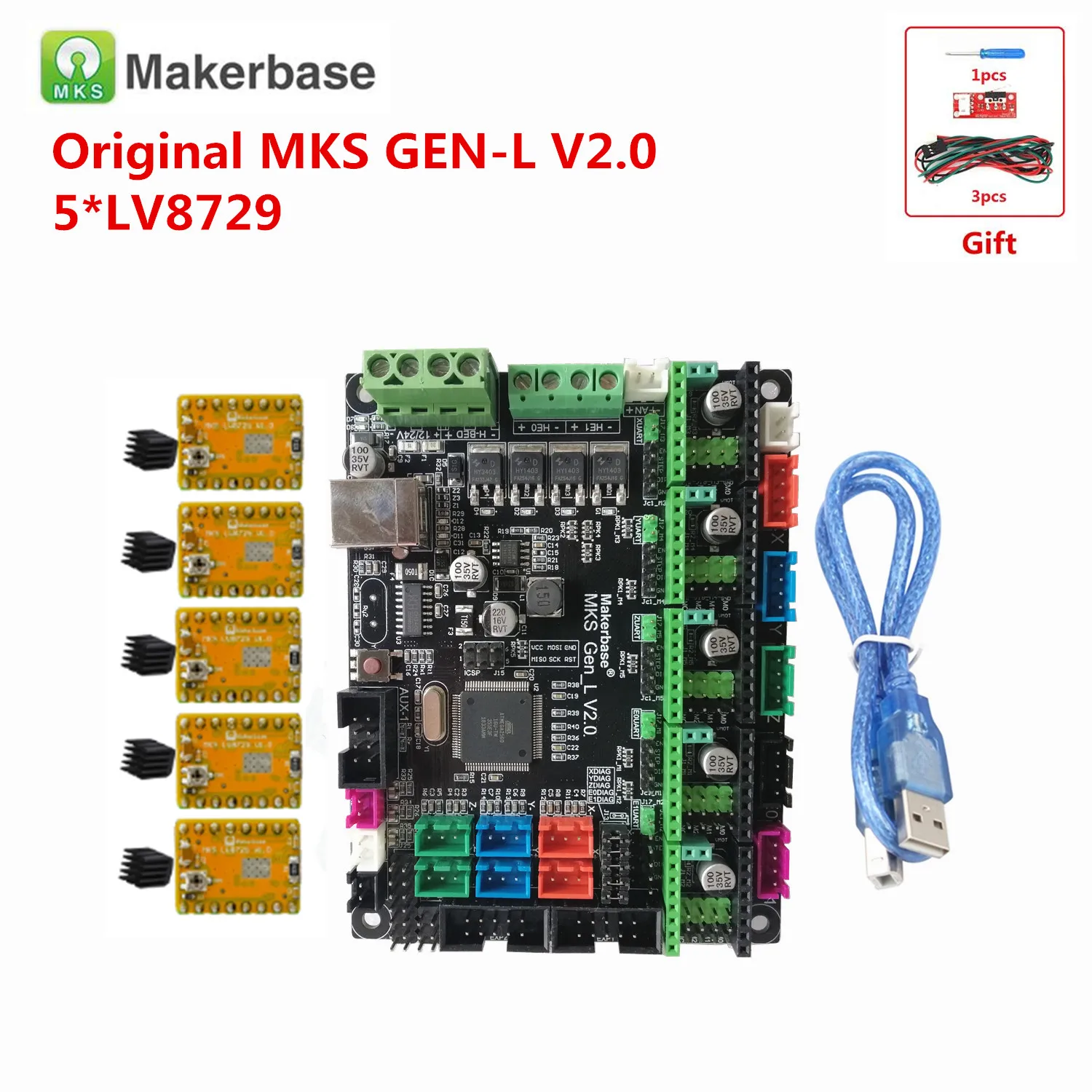 Makerbase MKS GEN L V2.0 3D Принтер запасная системная плата управления поддерживает a4988 DRV8825 tmc2130 tmc2208 lv8729 tmc2130