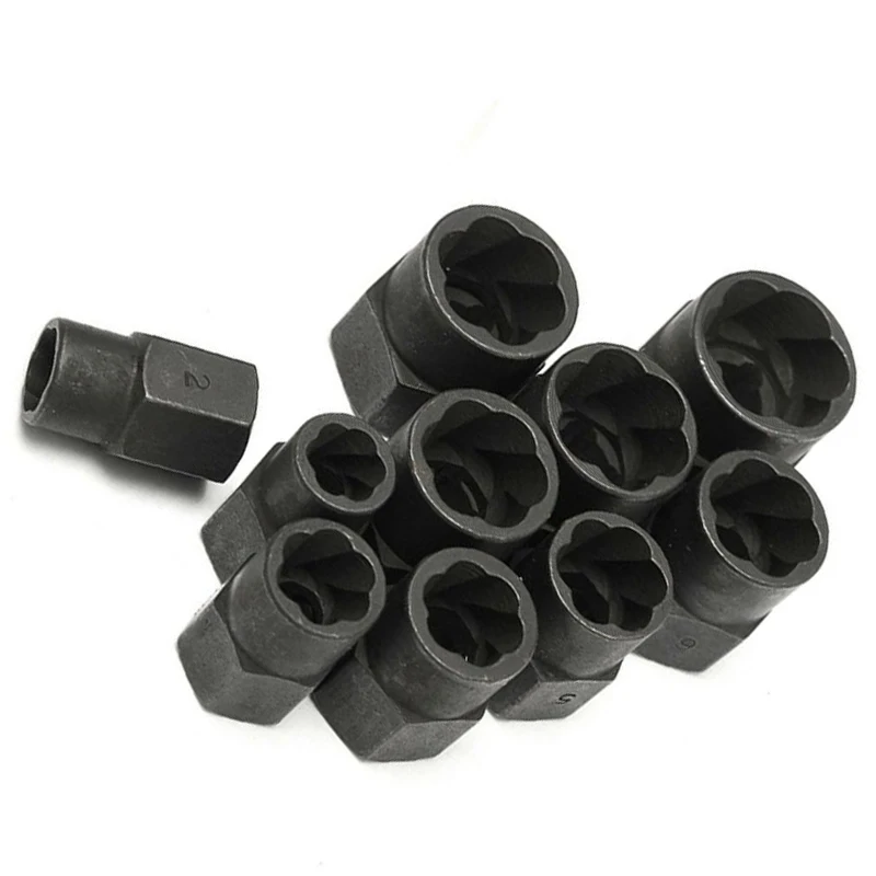 

10pcs Nut extractor Black Aluminum alloy Kit Socket Wrench Accessories