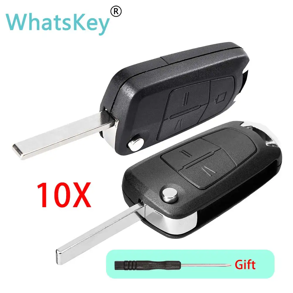 WhatsKey 10Pcs/Lot 2 3 Buttons Flip Folding Remote Key For Opel Insignia Key Shell Cover Case for Astra H Corsa D Vectra Zafira