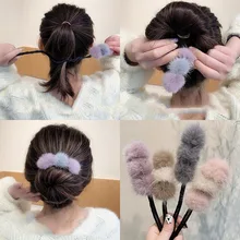 

1Pcs DIY Hair Style Hair device braided hair artifact lazy curly hair stick Plush Ball hairpin donut bud hair ornament headdress