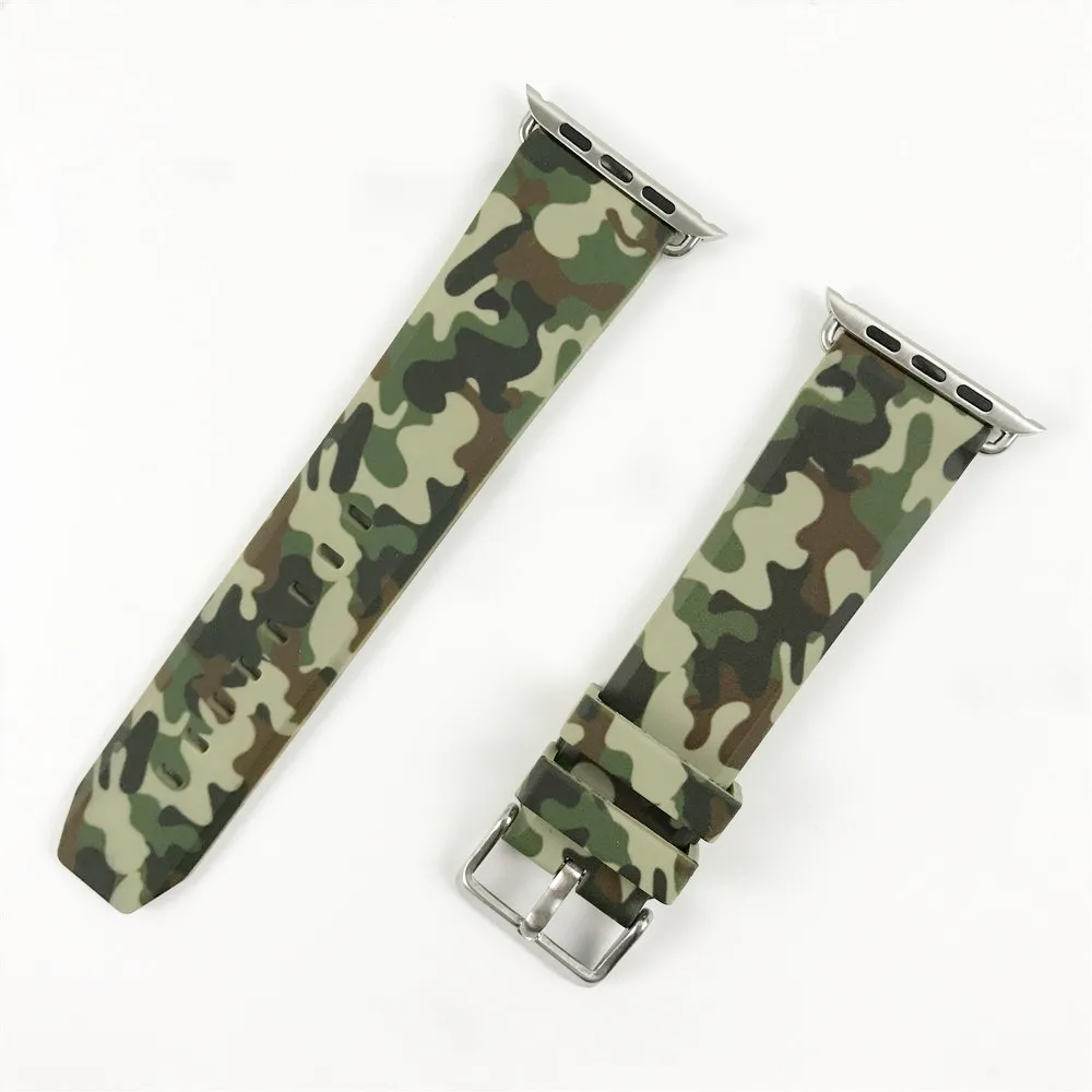 Silicone Strap for Apple Watch Band 40/44/38/42mm Camouflage Style Sport Bracelet Series 5 4 3 2 1 Clock Wrist Belt
