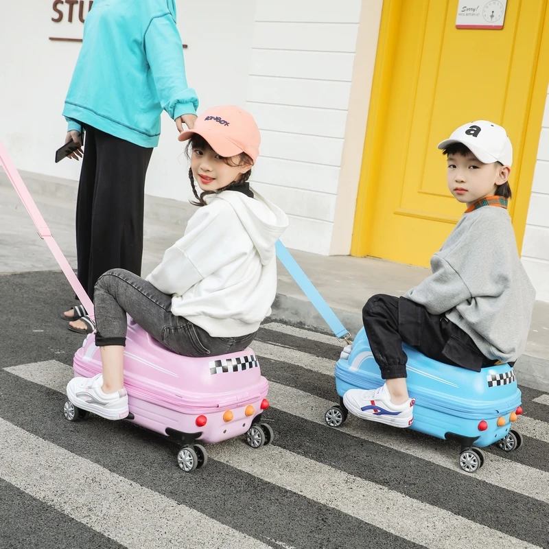 Children Rolling Luggage Spinner 3D Scooter Suitcase For Kids Travel