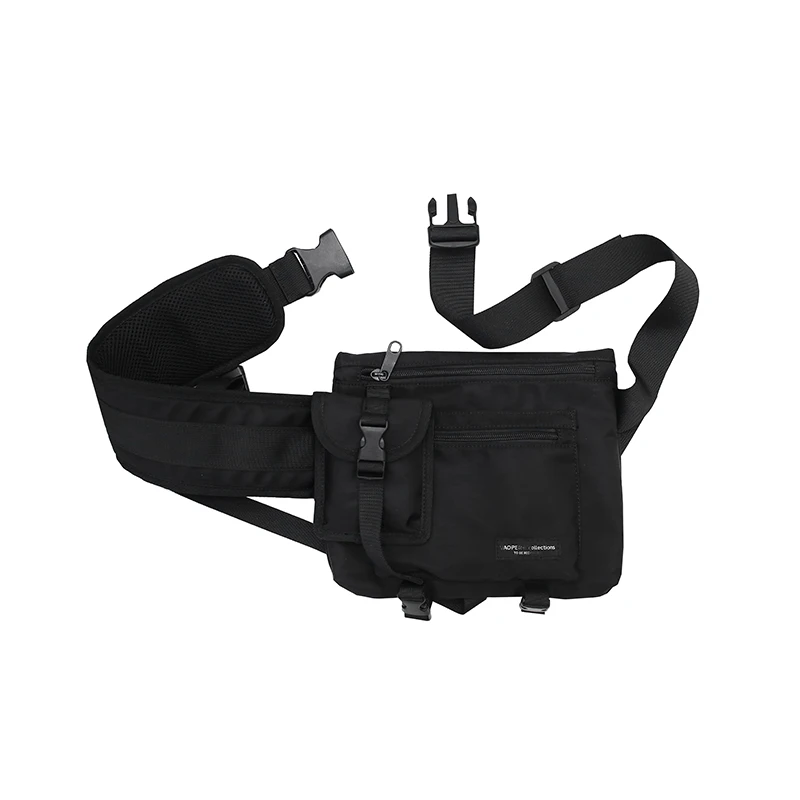 Многофункциональные модные мужские сумки через плечо, водонепроницаемые нейлоновые нагрудные сумки в стиле хип-хоп, черные мессенджеры, сумка на плечо, уличная - Цвет: black