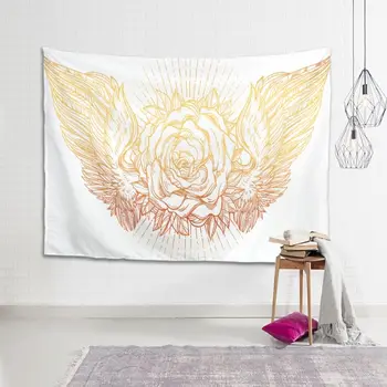 

Peceeta Gold Flower Gypsy Tapestry Boho Mandala Tapestry Wall Blanket for Meditation Psychedelic white 91x59 inch"]