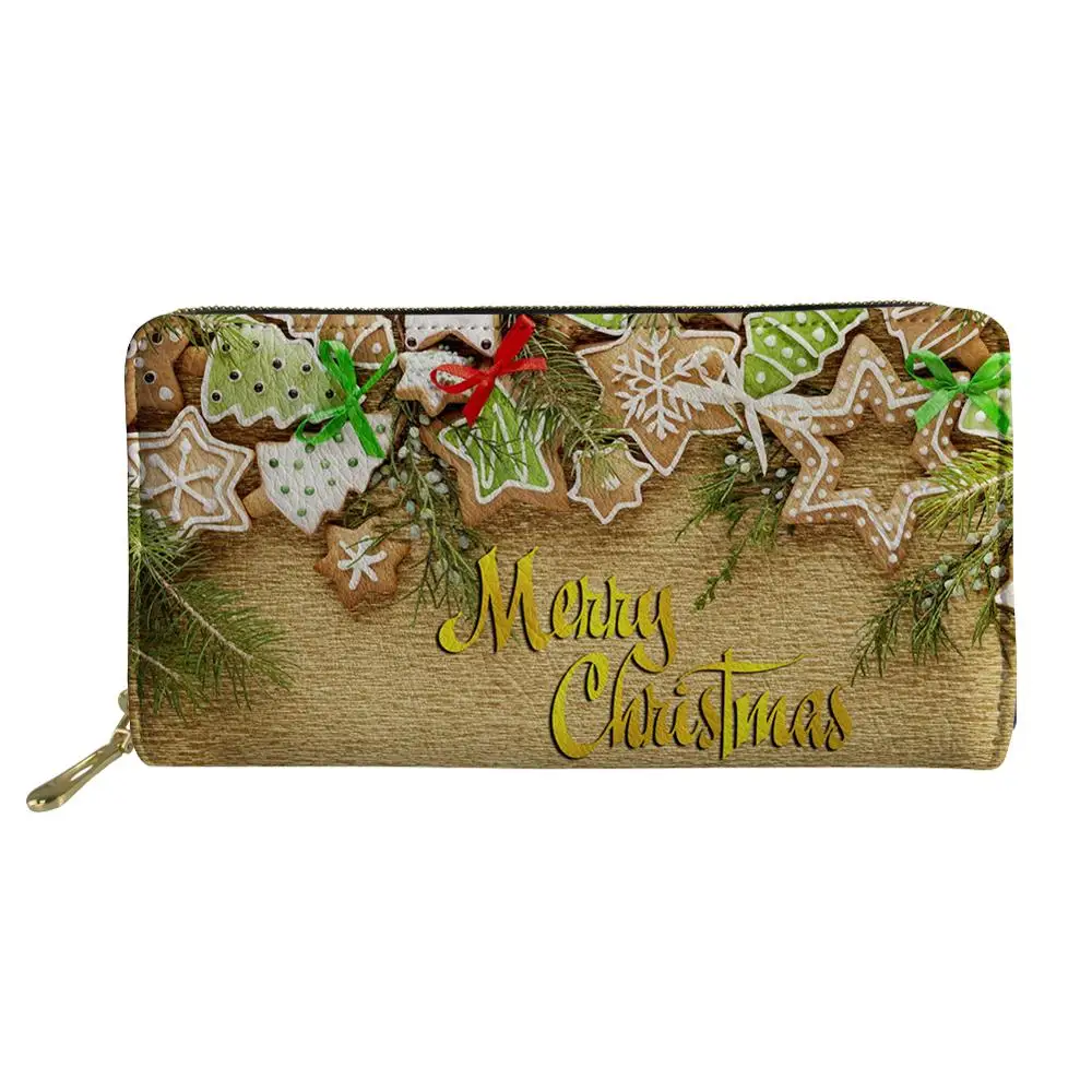 ELVISWORDS Merry Christmas женские вечерние кошельки женские дизайнерские брендовые длинные кожаные сумки на молнии модные большие сумочки для телефона - Цвет: HMH10107Z21