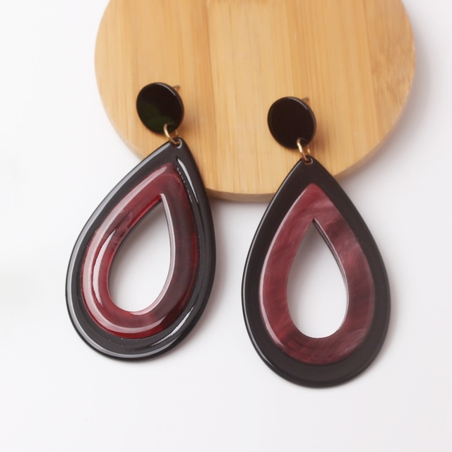 Big Water Droplets Dangle Earrings for Women Red Green Acrylic Resin Brincos Rock Punk Jewelry Accessories Friend