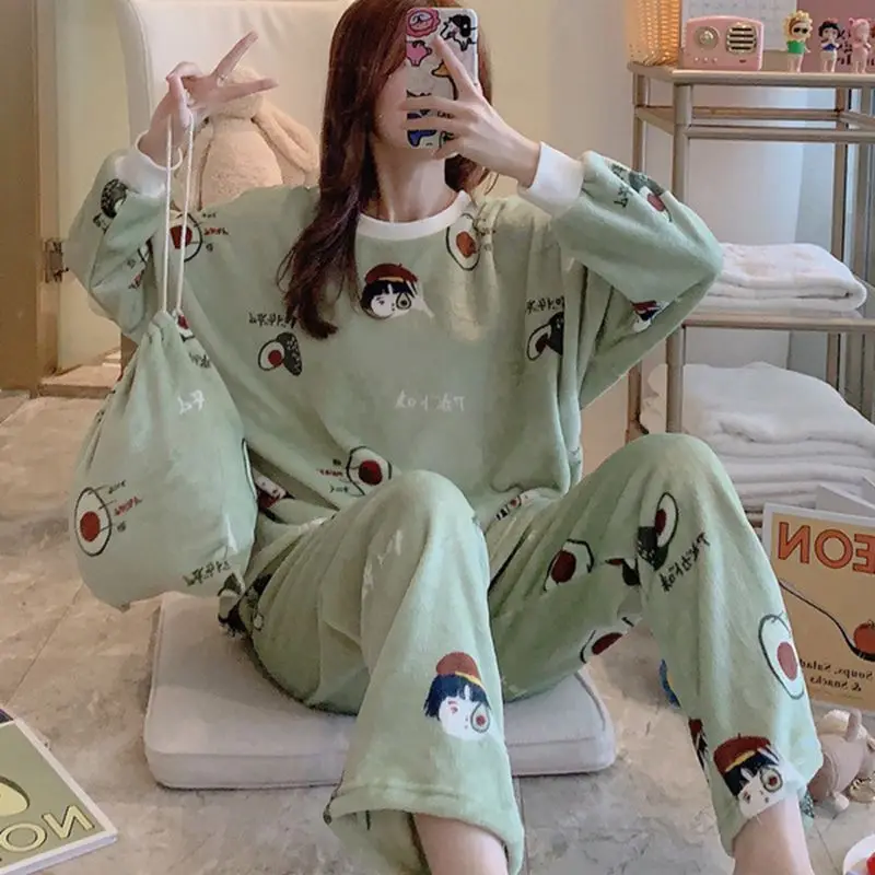 Sexy Ever Store Women Winter Floral Long sleeves Pajamas - Цвет: Зеленый