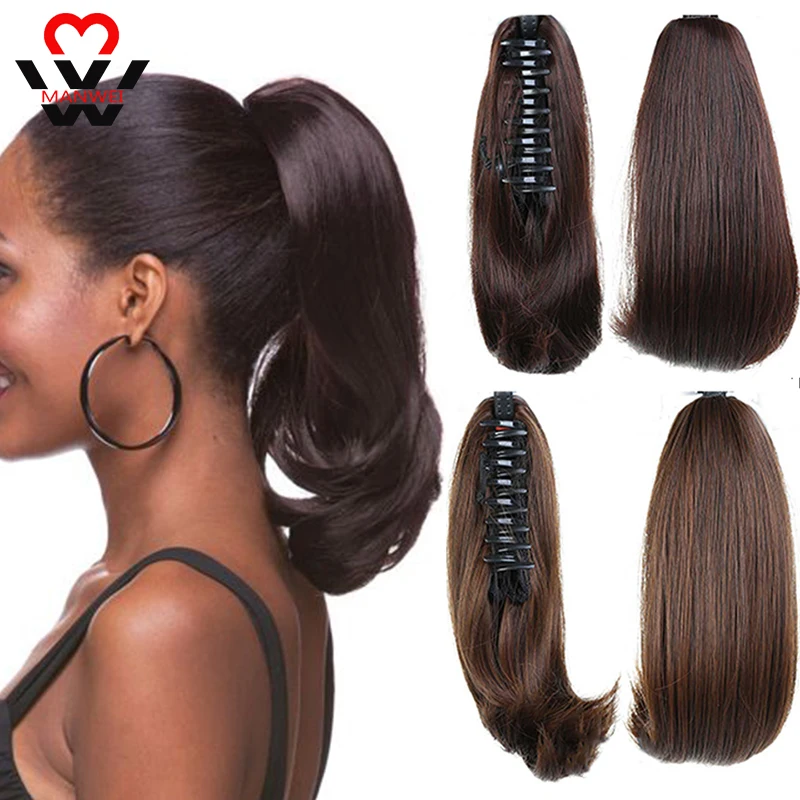 MANWEI Colors Short Straight Synthetic Hair Blonde Black Little Pony Tail Hair Accessories Claw Ponytails Extensions
