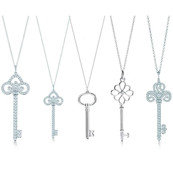 

High Quality 1:1 TTFF 925 Sterling Silver Key Necklace With a Multi-Style Jewerly Original Design Model Exquisite Craftsmanship.