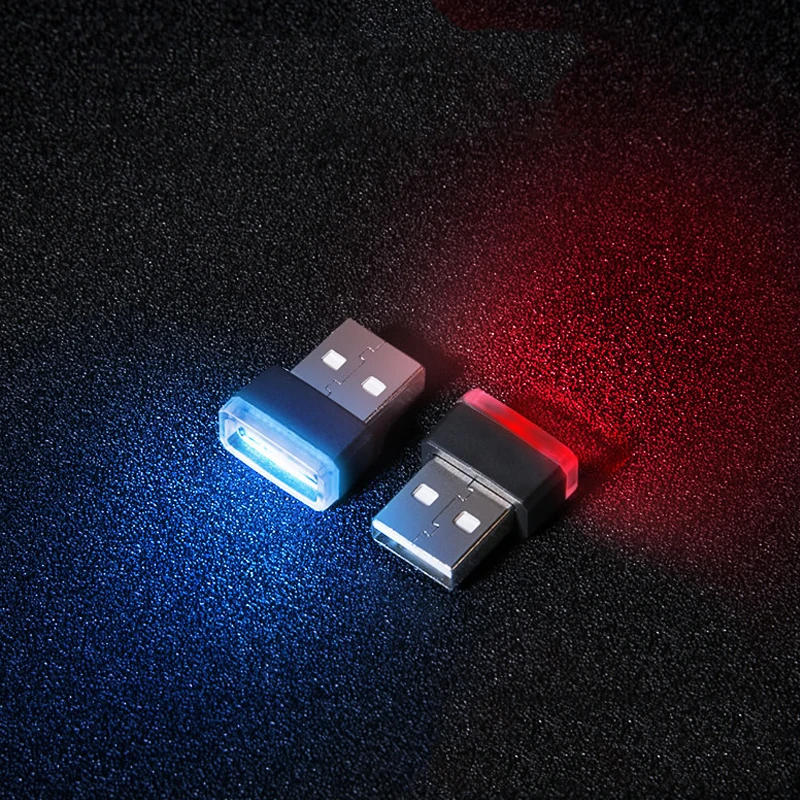 Мини маленький USB светодиодный свет автомобиля Стайлинг интерьера декоративный окружающий аварийный свет портативные аксессуары красный синий белый фиолетовый