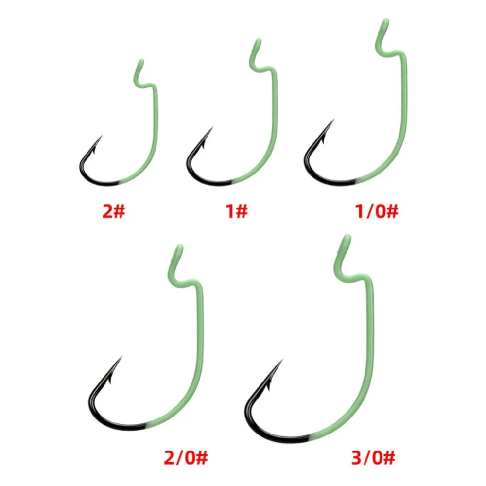 Lighting High Carbon Steel Luminous Crank Fishhooks With Barbed Single Hook Set Carp Fishing Hooks Soft Worm Fishing Accessories