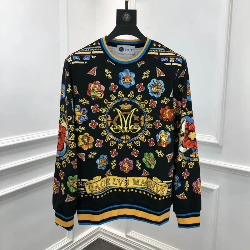 Осень 19fw Новое поступление брендовые толстовки пуловер Ретро винтажный хлопок длинный рукав для мужчин с принтом короны - Цвет: as the pic show