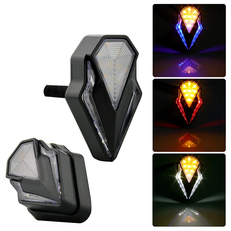 

1 Pair Universal Motorcycle Modified Turn Signal Diamond-Shaped Dual-Light LED Corner Light Semaphore(Yellow + White)