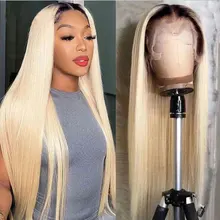 

Ombre 1B 613 Straight Lace Front Human Hair Wigs Glueless Remy Blonde Color Pre Plucked with Baby Hair Wig For Black Women