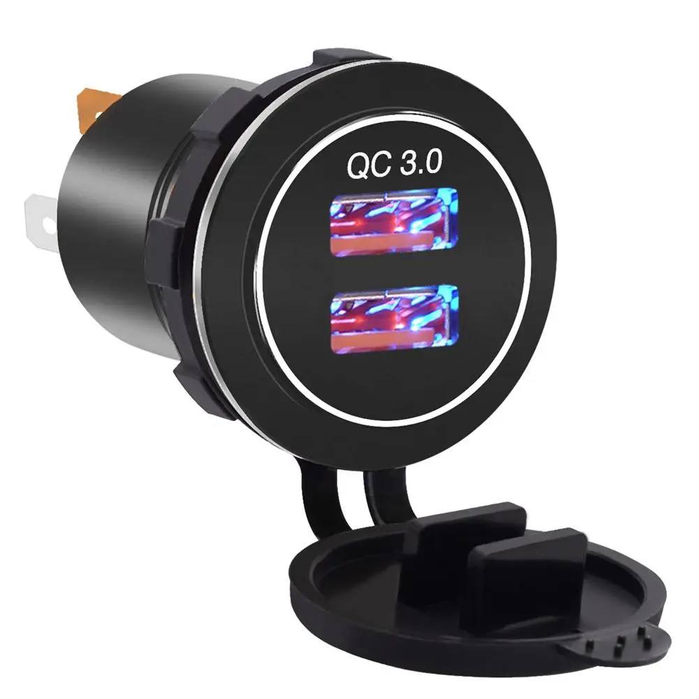 Зарядное устройство QC 3 0 с двумя USB портами автомобильное зарядное Blu ray