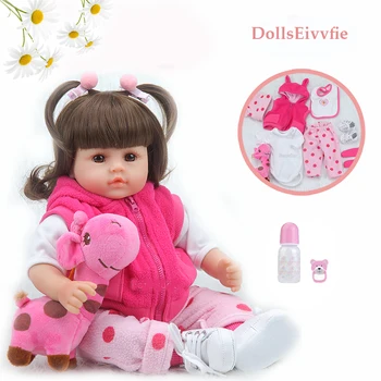 

45cm charm baby Bonecas Lifelike toddler Baby girl adora Bowknot clip silicone reborn bebe doll