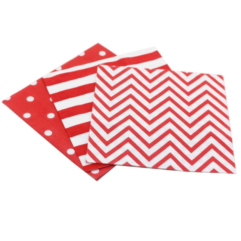 mix napkins 120pcs Ipalmay Красные Полосатые вечерние одноразовые бумажные салфетки для стаканчиков, бумажные соломинки для свадьбы, дня рождения - Цвет: mix napkins 120pcs