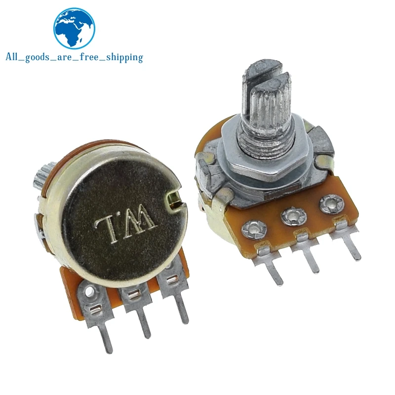 TZT WH148 Linear Potentiometer 15mm Shaft With Nuts And Washers 3pin WH148 B1K B2K B5K B10K B20K B50K B100K B250K B500K B1M