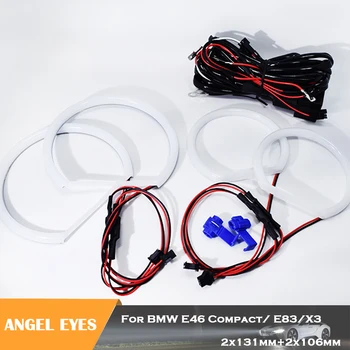 

Car-styling Dual color WHITE LED Halo Rings Cotton Light For BMW E46 E83 X3 LED SMD Angel Eyes Lamp 2x131mm+2x106mm