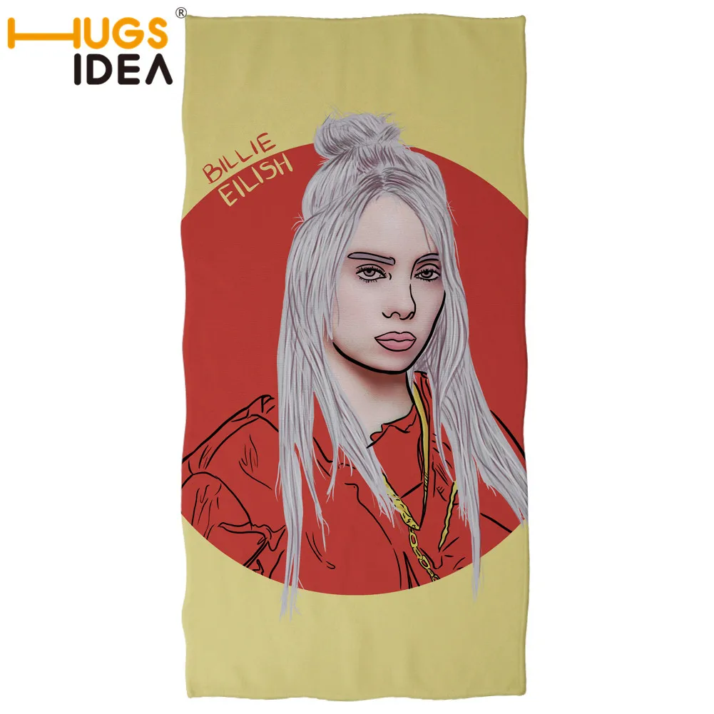 YY2508 Банное полотенце с принтом HUGSIDEA Billie Eilish, женское мягкое быстросохнущее пляжное полотенце, спа, спорт, тренажерный зал, одеяло из микрофибры, моющееся домашнее полотенце s - Цвет: YY2508