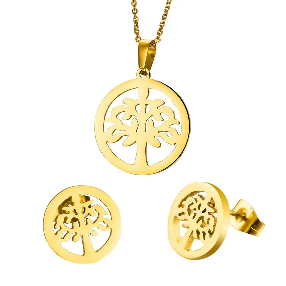 Роскошные детские товары полые круглые ожерелья и серьги с маленьким деревом