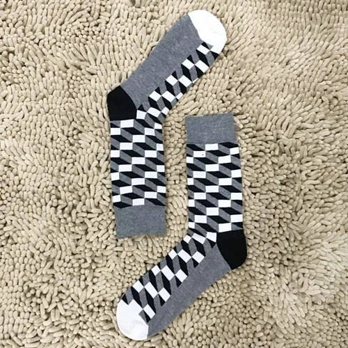 8color 10 пар/лот мужские клетчатые геометрические цветные носки чёсаные хлопчатобумажные забавные носки высококачественный хип-хоп весенние зимние носки для подарков - Цвет: 8color
