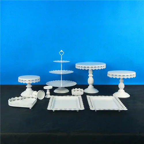 Tobs White Cake Stand Round Metal Cupcake Stand Candy bar Dessert Wedding Party Display Macarons Tray Decoration Tools Bake - Цвет: 10PCS