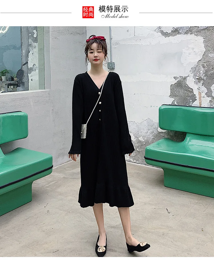 2020 Fashion Maternity Dress Loose spring autumn winter Skirt Pregnancy Clothes For Knit Pregnant Women Sweater (11)