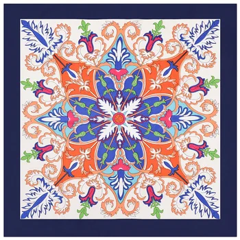 

2020 60x60 Flower print Multipurpose women Silk twill scarf Satin square tie Hairband ladies foulard femme towel bufanda shawl