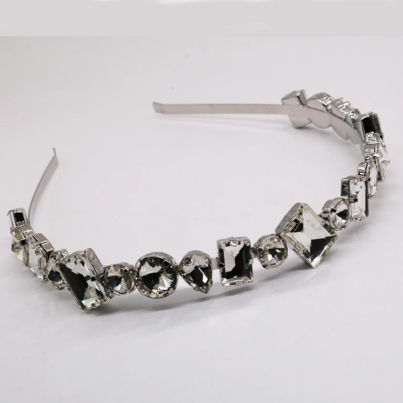 white Модный дизайнерский Шарм металлический кристалл барокко Hairband простой тиара ажурный головной убор для женщин Свадебные аксессуары для волос ювелирные изделия Вечерние - Окраска металла: white