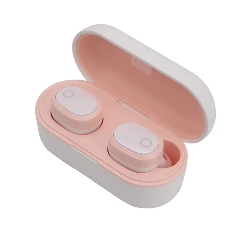 Pink Светодиодный TWS Bluetooth наушники отпечатков пальцев Touch HD стерео беспроводные наушники с шумоподавлением игровая гарнитура - Цвет: Pink